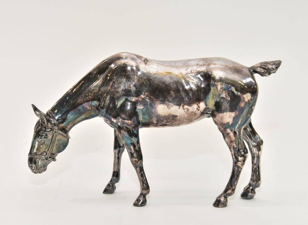 Appraisal: Silver plate racing horse h x l Condition Tarnished