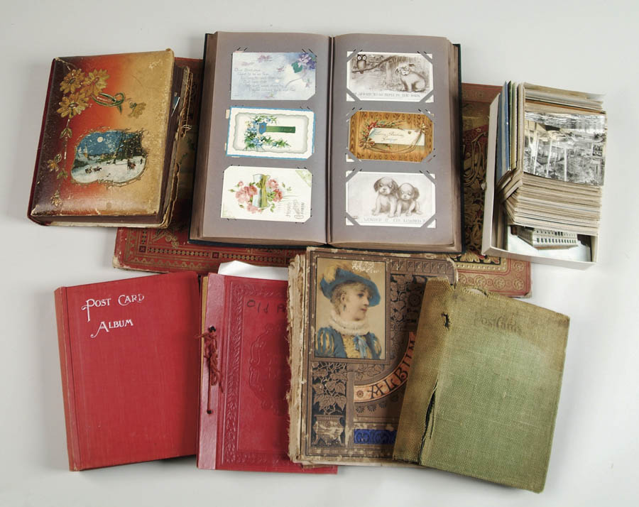 Appraisal: LOT OF FIVE POSTCARD ALBUMS AND LOOSE POSTCARDS Unsorted lot