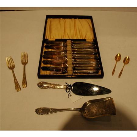 Appraisal: J E Caldwell Sterling Silver Gilt Partial Dessert Flatware Service