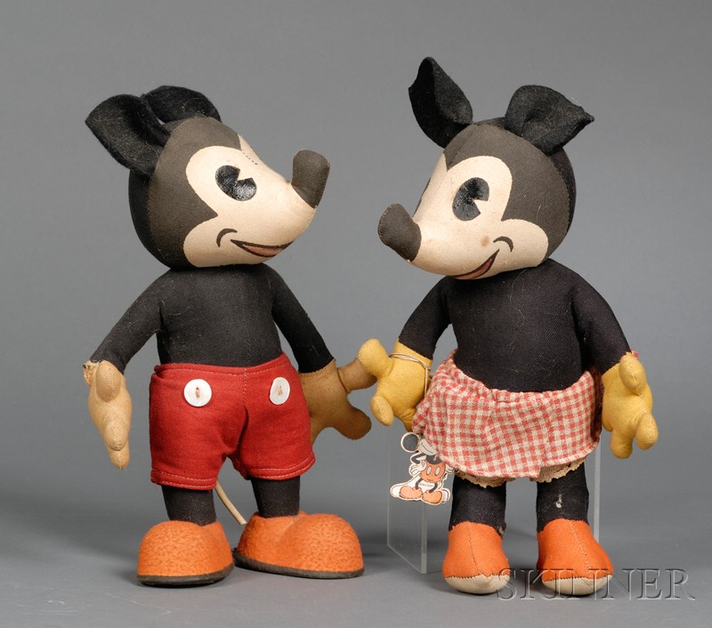 Appraisal: Cloth Mickey and Minnie Mouse by Knickerbocker rat-nosed Mickey and