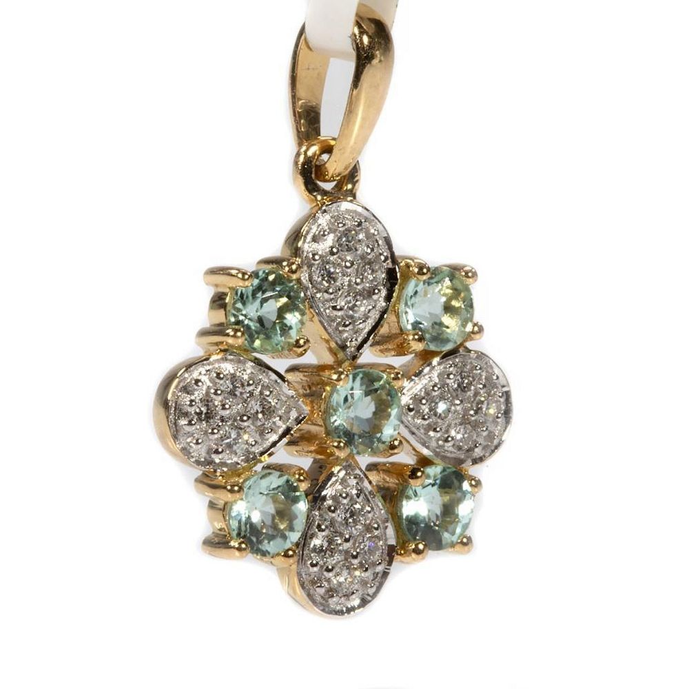 Appraisal: Gem-set and k gold pendant set with light green semi-precious