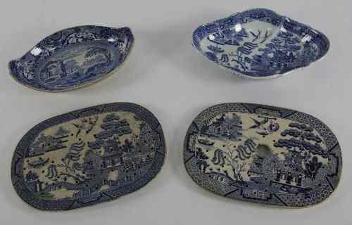 Appraisal: Two oval blue and white willow pattern mazarines cm wide