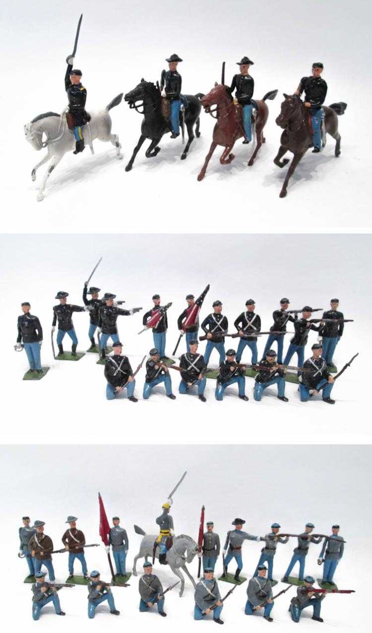 Appraisal: THIRTY SEVEN BRITAINS LTD TOY SOLDIERS WITH ARTILLERY including Confederate