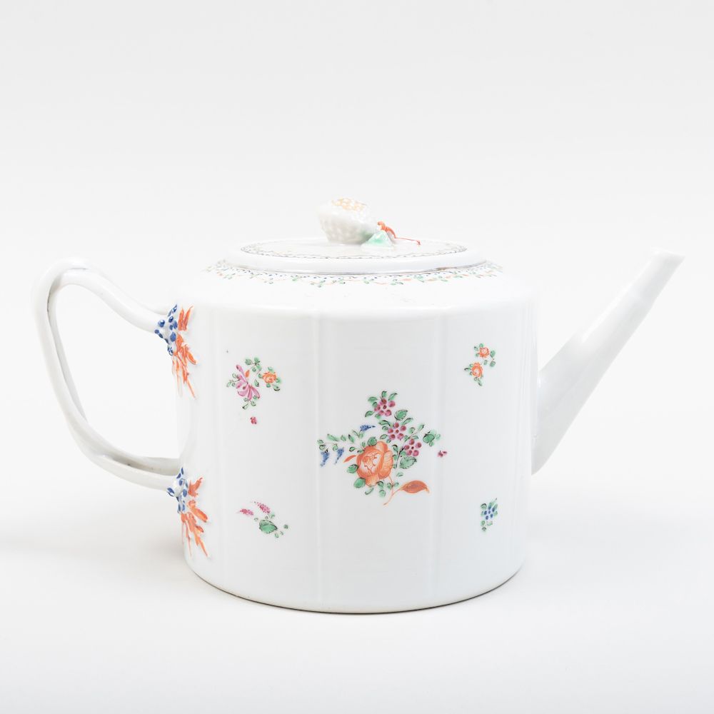 Appraisal: Chinese Export Porcelain Teapot and Cover in wide over handle