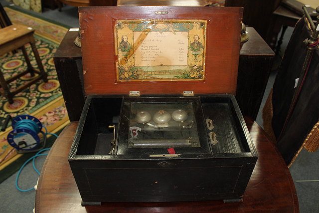 Appraisal: A LATE TH CENTURY SWISS CYLINDRICAL MUSIC BOX with three