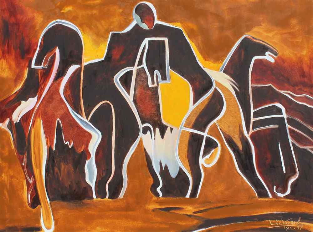 Appraisal: CHUC Le Dai Vietnamese - Abstract Horses Oil Canvas ''