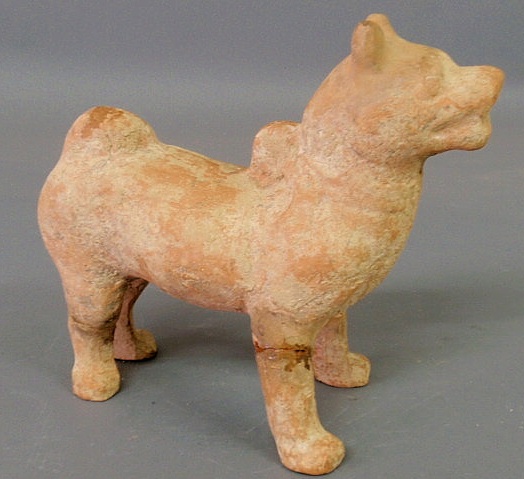 Appraisal: Early Asian pottery figure of a standing dog As found