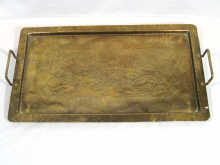 Appraisal: A two handled rectangular Arts Crafts brass tray measurements cm