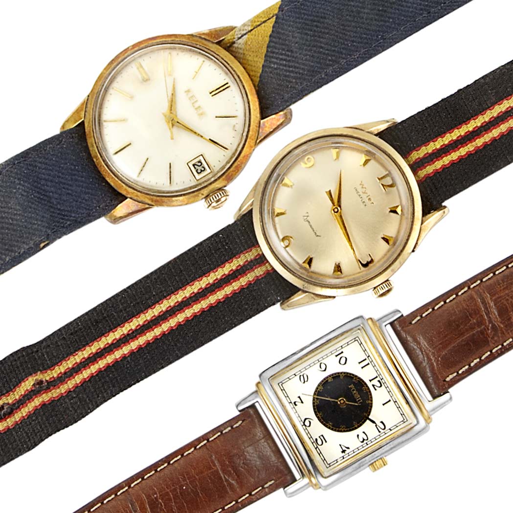 Appraisal: Three Gentleman's Wristwatches Steel metal gold-filled two automatic one quartz