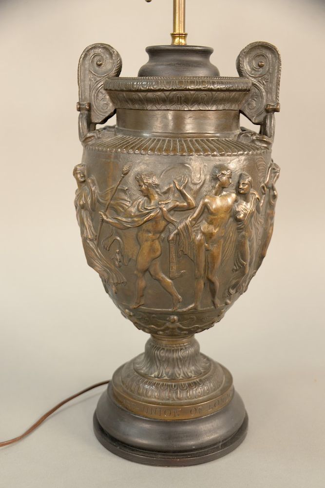 Appraisal: C Delpech French classical bronze urn with classical figures marked