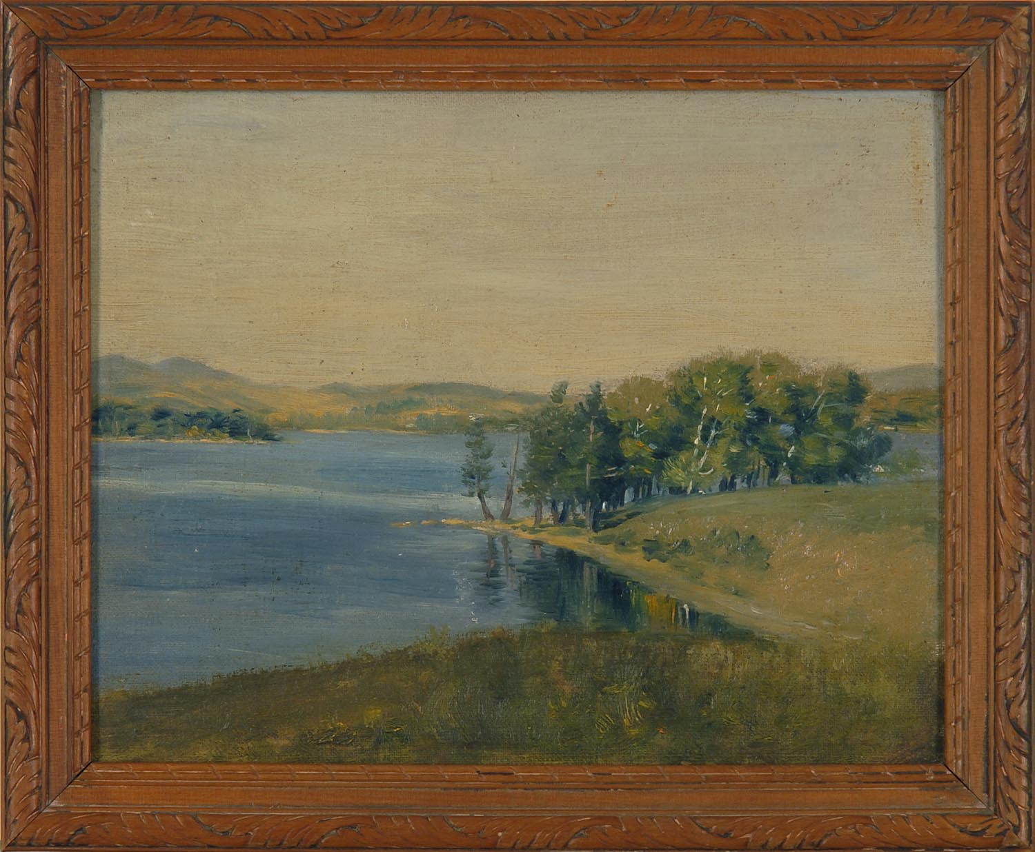 Appraisal: FRAMED PAINTING ARTIST UNKNOWN Onota Lake Pittsfield MA Unsigned Noted