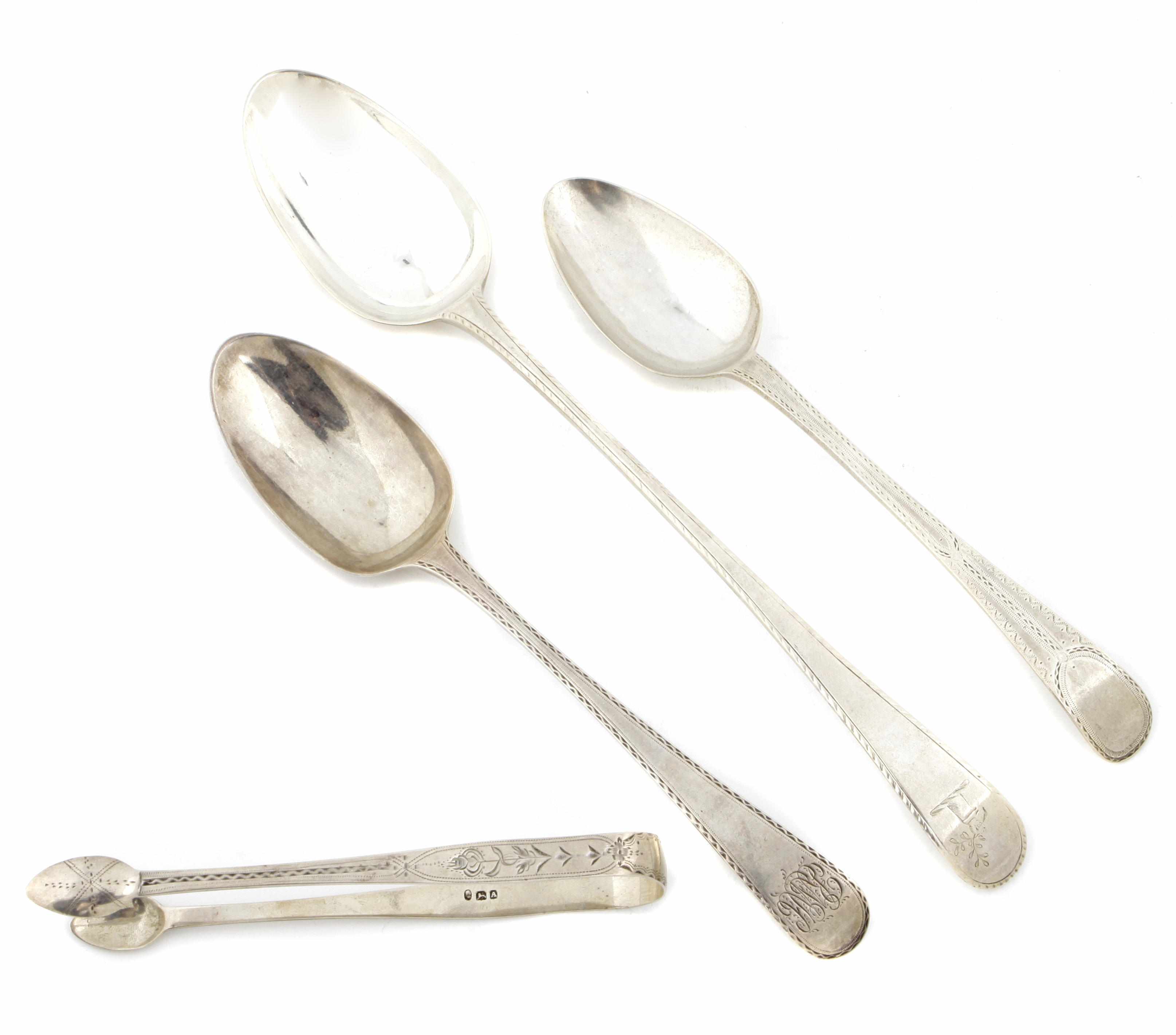 Appraisal: A group of George III sterling silver 'Old English' serving