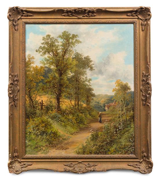 Appraisal: Sale Lot Louis Edgar th Century Cottage and Path oil