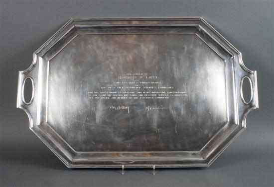 Appraisal: American sterling silver presentation service tray in the ''Fairfax'' pattern