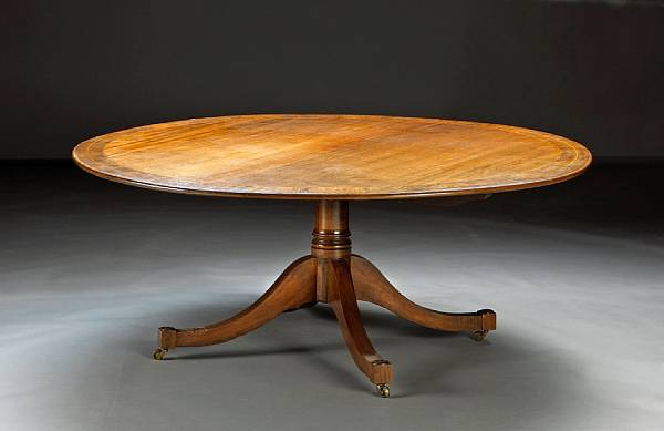 Appraisal: A Regency style mahogany and rosewood dining table first half