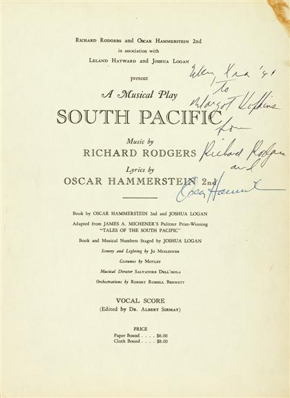 Appraisal: vol Rodgers Richard Hammerstein Oscar nd South Pacific New York