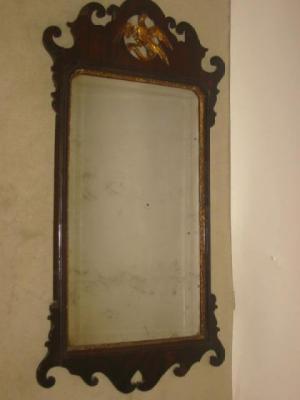 Appraisal: A GEORGE III MAHOGANY FRET FRAMED PIER GLASS the arched