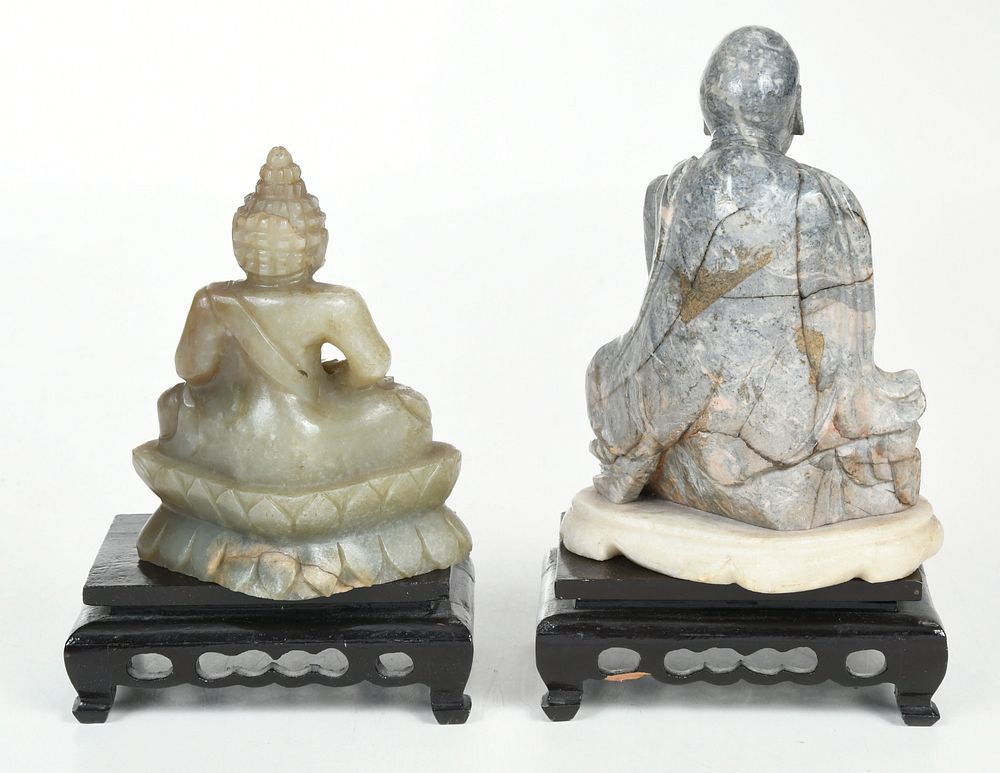 Appraisal: Two Chinese Carved Soapstone Figures of Buddha Qing dynasty seated