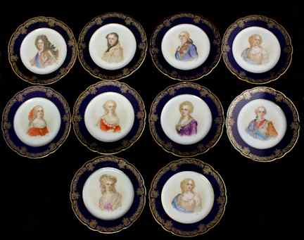 Appraisal: TEN SEVRES STYLE CABINET PLATES bearing printed marks and signed