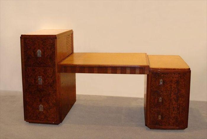 Appraisal: Attributed to Pierre-Paul Montagnac Art Deco Figured Walnut Desk and