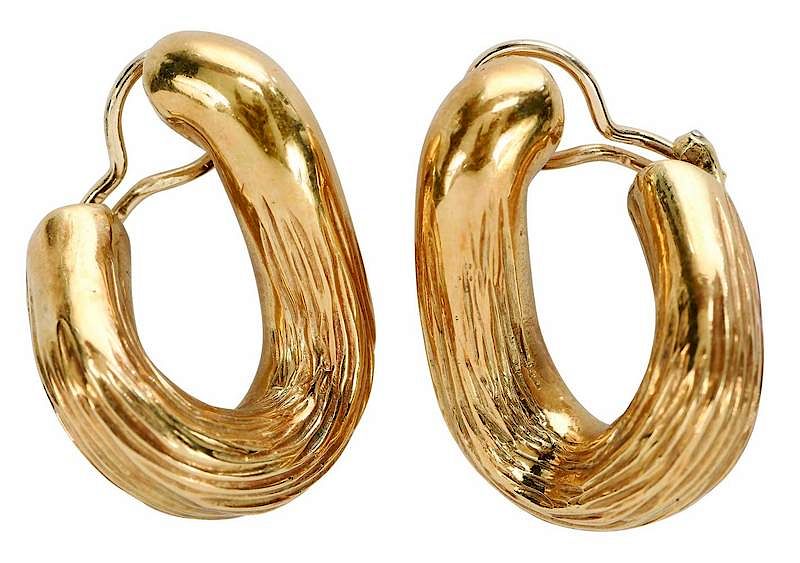 Appraisal: kt Earclips textured and polished design stamped K yellow gold