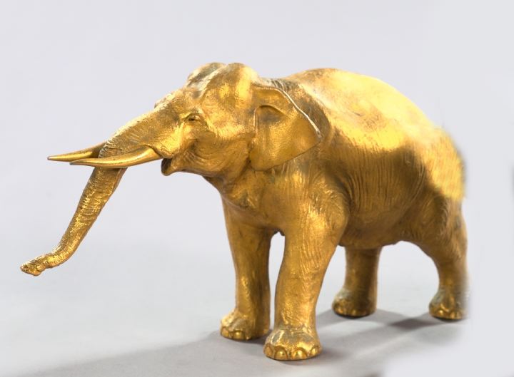 Appraisal: Good Japanese Meiji Gilt-Bronze Figure of a Standing Elephant fourth