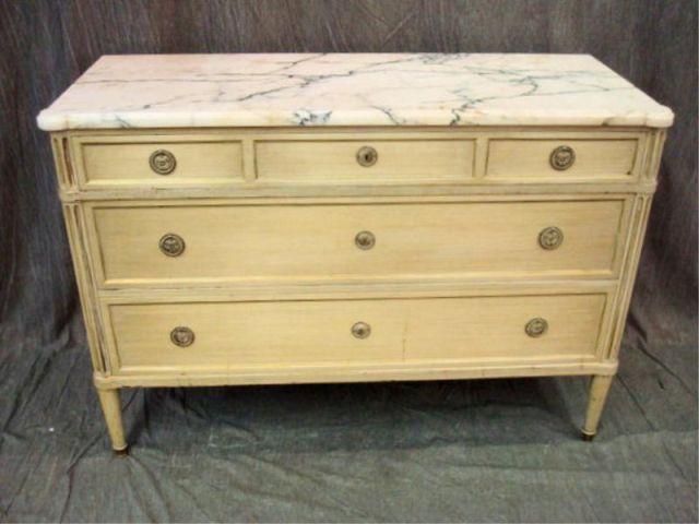 Appraisal: Louis XVI Style Marbletop Commode Painted white From a Park