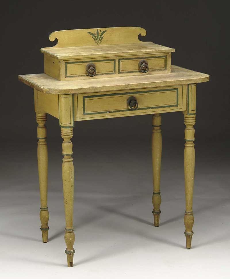 Appraisal: GOOD PAINTED SHERATON TWO TIER DRESSING STAND Original yellow paint