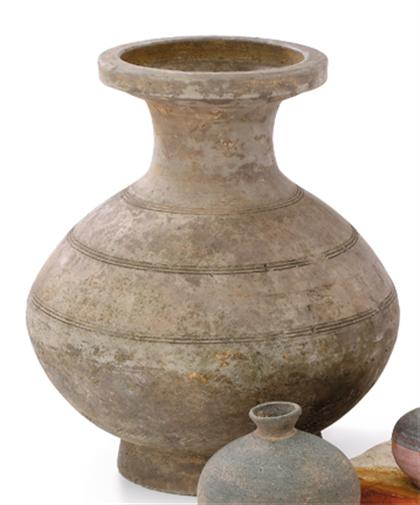 Appraisal: Chinese amphora hu form han dynasty The wide thin mouth