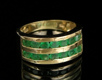 Appraisal: An Emerald And Gold Ring Stamped k yellow gold ring