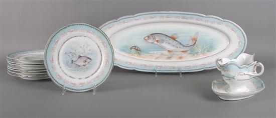 Appraisal: An Austrian Porcelain Fish Service Imperial Crown Width of tray