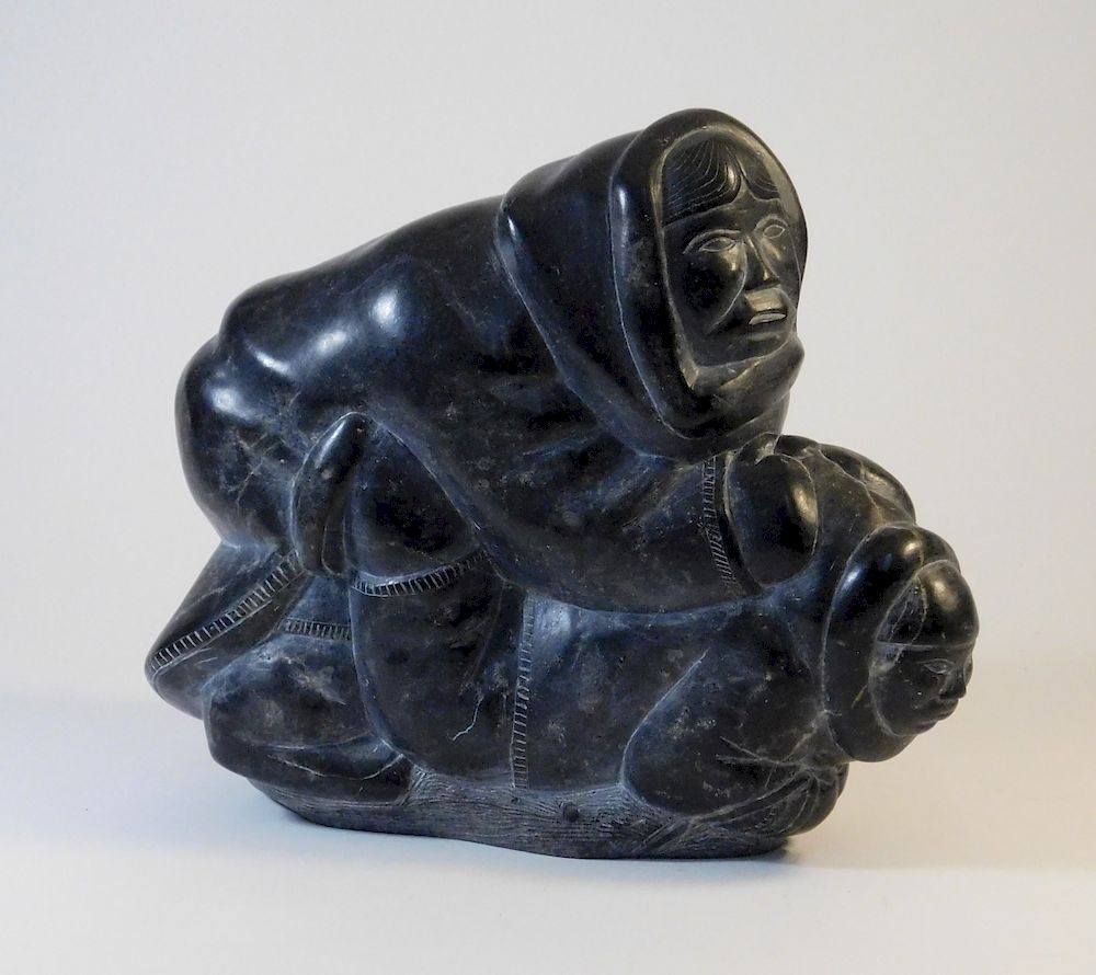 Appraisal: Inuit carved stone sculpture Inuit carved stone sculpture- Two Figures