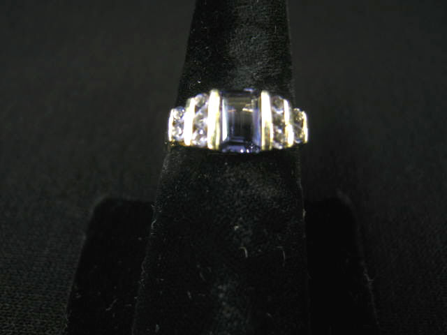 Appraisal: Tanzanite Diamond Ring carat rectangular gem with diamonds tanzanites on