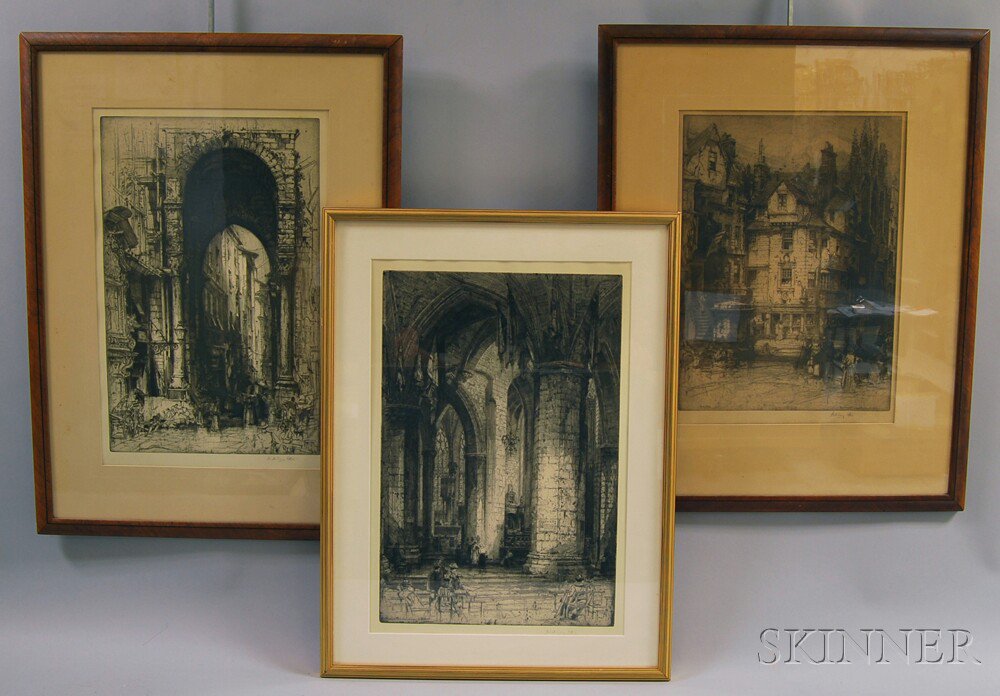 Appraisal: Hedley Fitton British - Three Works Ancient Portal City Gate