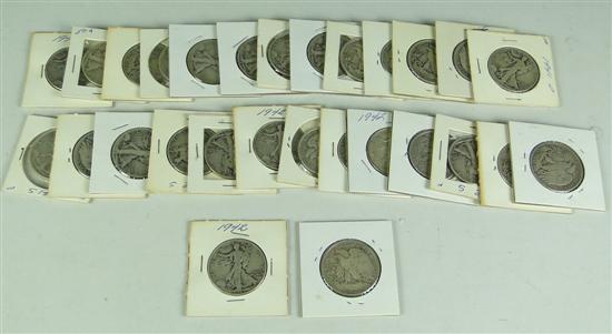 Appraisal: Group of Walking Liberty Halves Dates range - Grading VG-XF