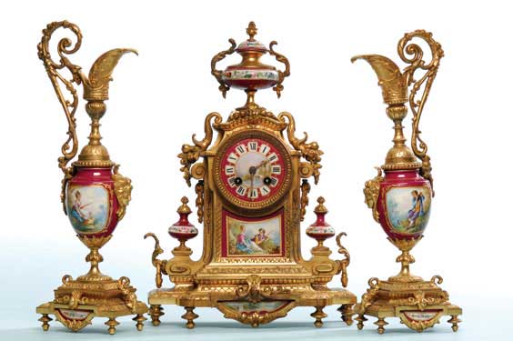 Appraisal: ANTIQUE FRENCH GARNITURE SET Antique French three-piece garniture set of