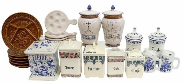 Appraisal: lot of Continental ceramics highlights include Italian majolica apothecary jars