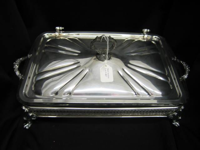 Appraisal: Silverplated Server with Hinged Cover and glass insert great for