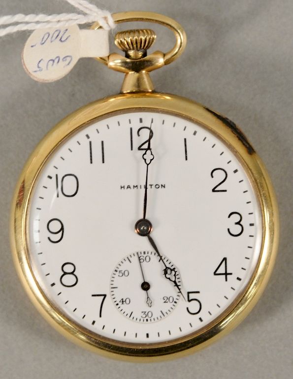 Appraisal: karat gold Hamilton pocket watch open face twenty-three jewels total