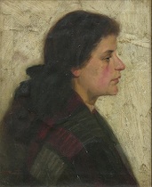 Appraisal: Unknown Artist th Century Profile of a woman Oil on