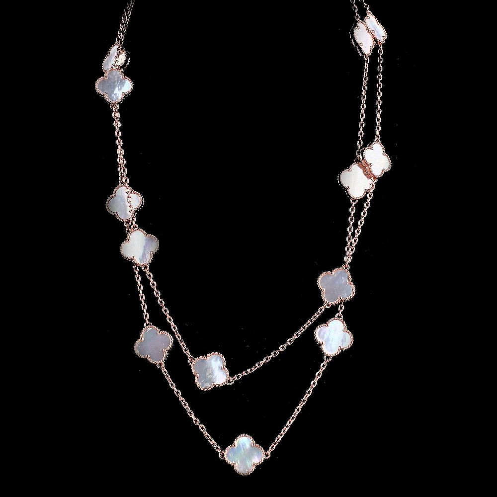 Appraisal: VCA style Mother of Pearl Necklace Van Cleef Arpels Alhambra