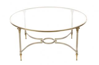 Appraisal: Hollywood Regency Style Glass Top Coffee Table Italian mid th