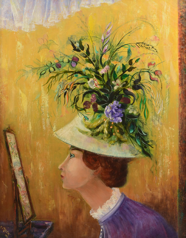 Appraisal: THELEN Hubert J American th Century ''Easter Bonnet'' Oil Canvas