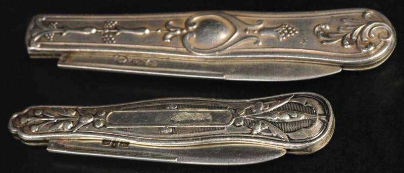 Appraisal: Lot of Antique Sterling Silver Pen Knives Description English Both