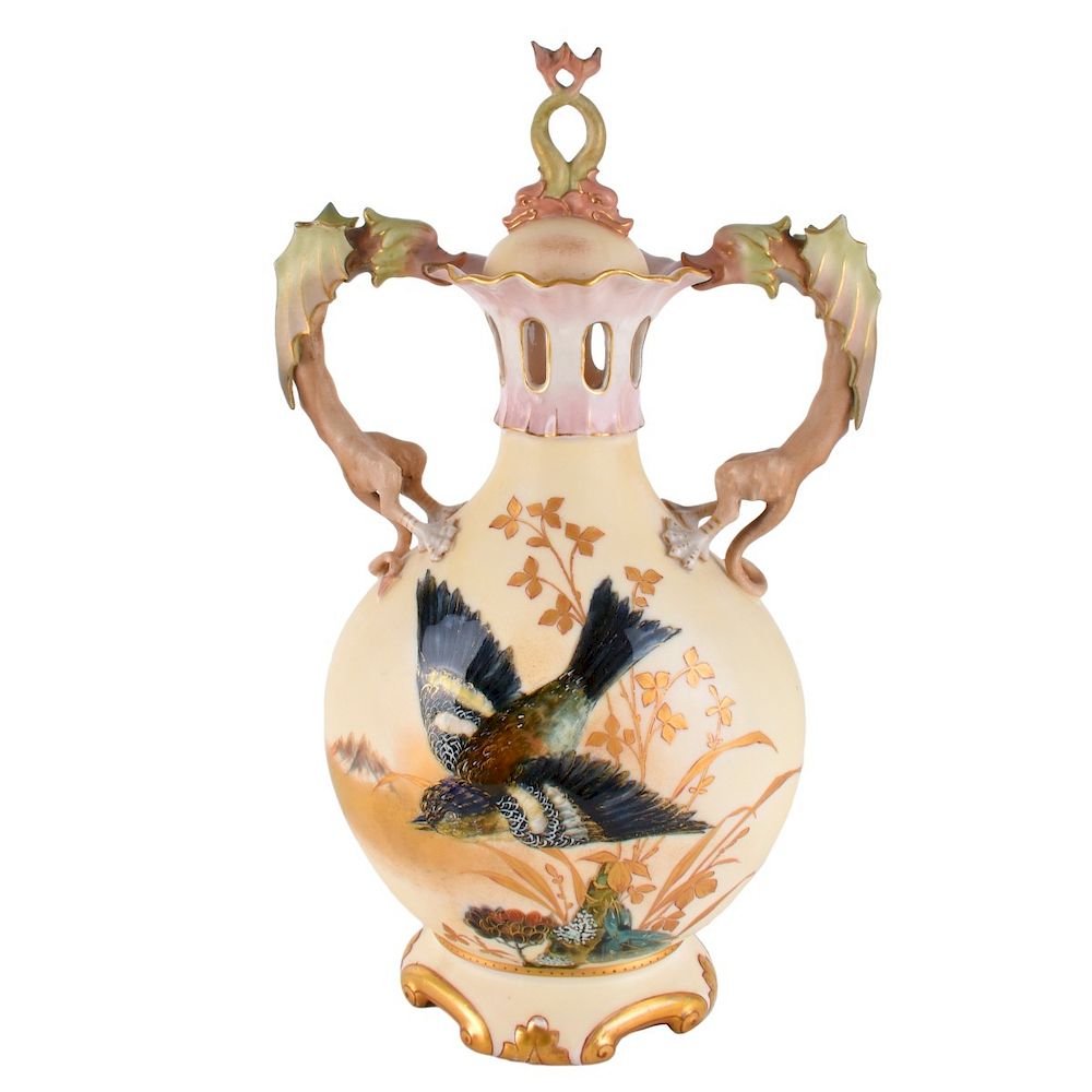 Appraisal: Turn Teplitz Stellmacher Covered Urn Turn Teplitz Art Nouveau Enameled