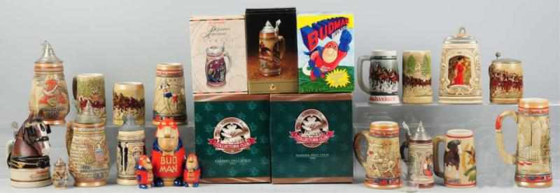 Appraisal: Lot of Anheuser-Busch Budweiser Beer Steins Includes an original Bud