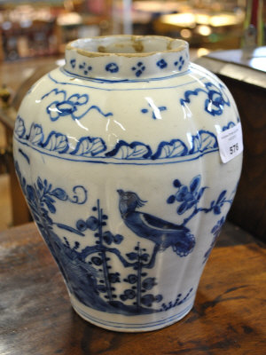 Appraisal: An th century Delft lobed vase painted in Chinoiserie style