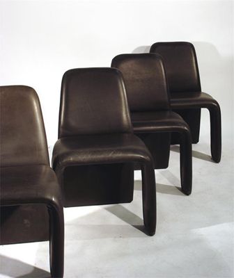 Appraisal: Four Italian leather dining chairs circa s unsigned cm high