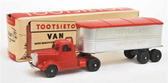 Appraisal: TOOTSIETOY COAST TO COAST VAN American red semi truck silver