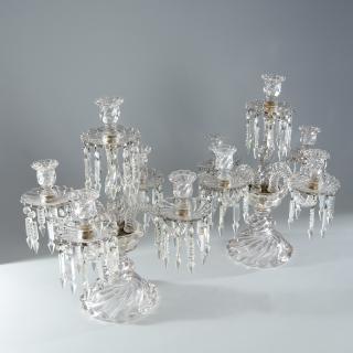 Appraisal: Pair French molded glass rope-twist candelabra th th c probably